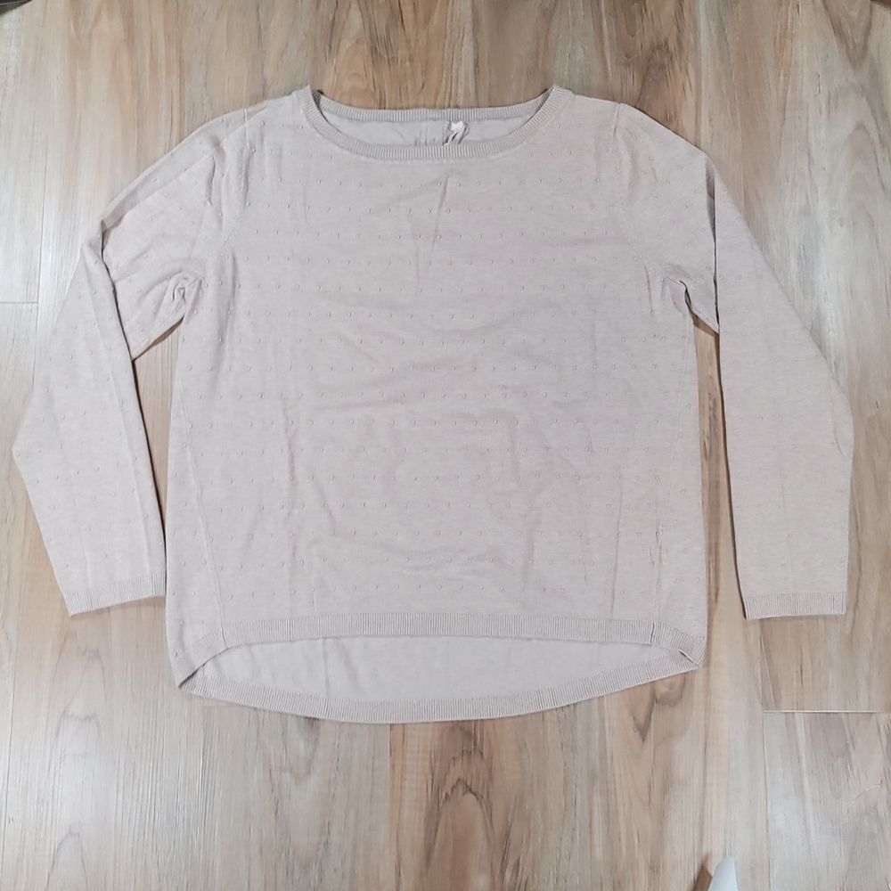 🔺️Teeberry & Weave Cream Dot Stitch Lightweight Sweater Large